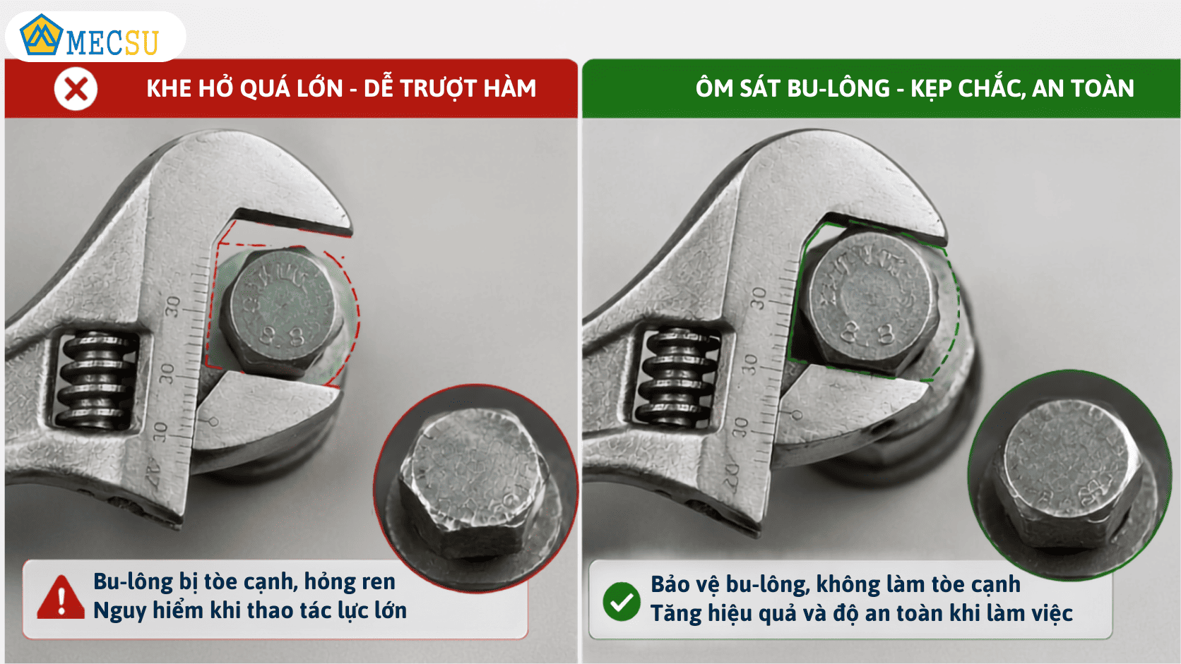 Điều chỉnh hàm kẹp còn khe hở và vừa